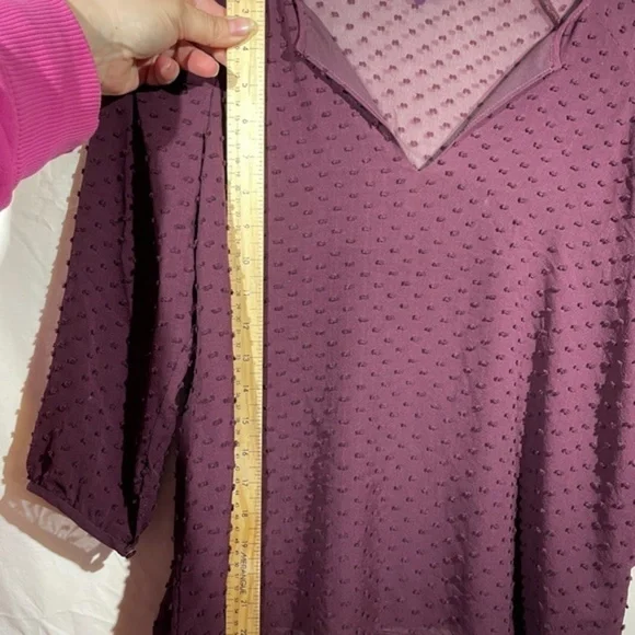 Aritzia Babaton Womens Silk Blend Blouse V-Neck Swiss Dot 3/4 Sleeve Size XS - Picture 7 of 12